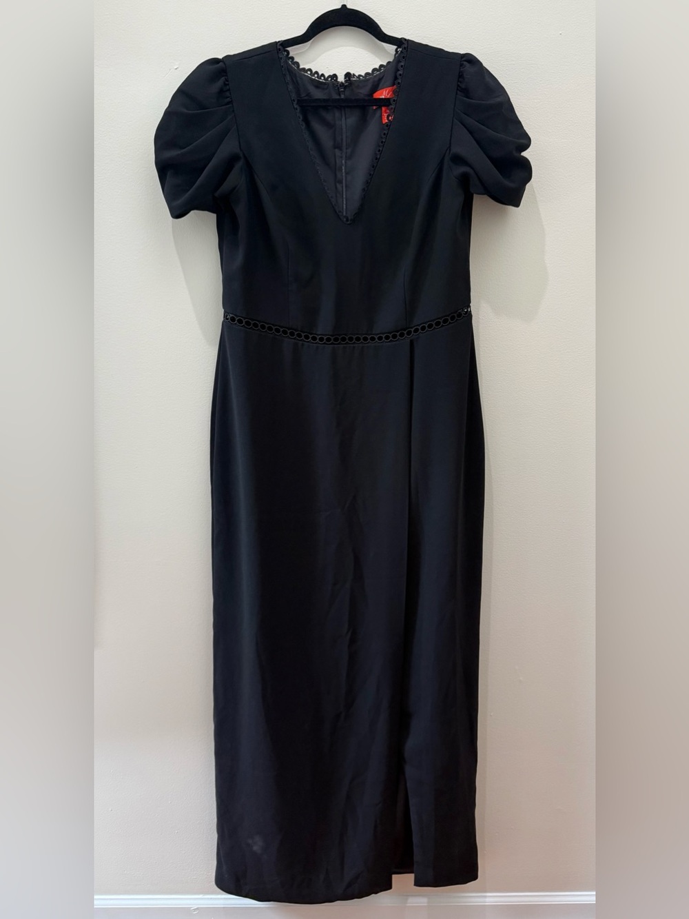 Monique Lhuillier Black Maxi Dress with Puff Sleeves